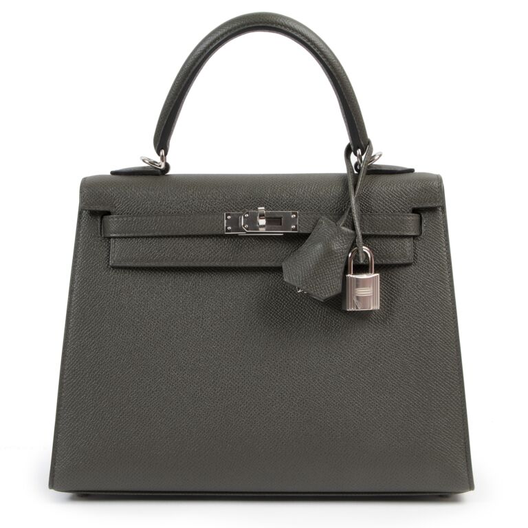 Herm s Kelly 25 Epsom Veau Vert de Gris PHW Labellov Buy and