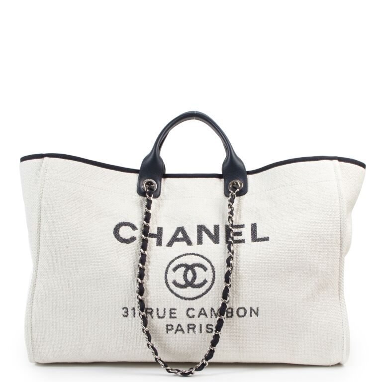 authentic chanel deauville tote large