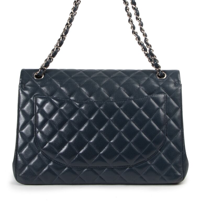 Chanel Maxi Petrol Blue Caviar Classic Double Flap Bag Labellov Buy and Sell Authentic Luxury