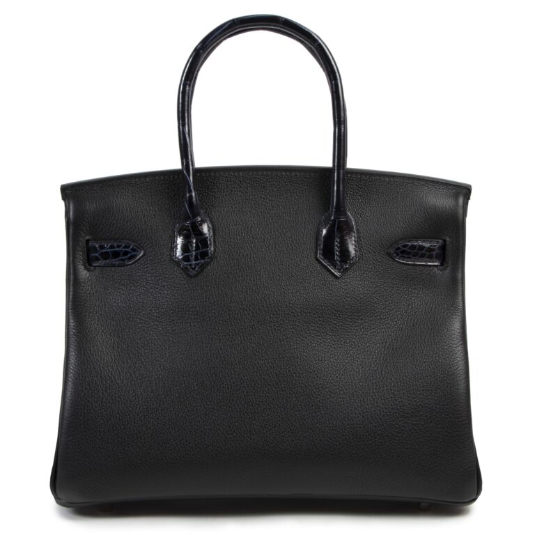 Herm s Birkin 30 Touch Noir Bleu Marine Taurillon Novilo Croco