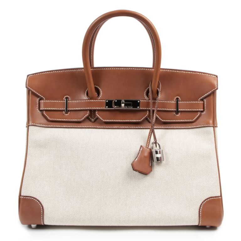 Hermes Birkin 35 Veau Barenia Toile H PHW Labellov Buy and Sell Authentic Luxury