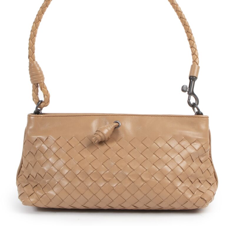 Bottega Veneta Beige Intrecciato Woven Pochette Labellov Buy and Sell Authentic Luxury