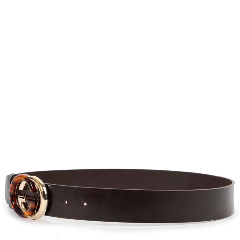 Interlocking buckle cloth belt Gucci Brown size 85 cm in Cloth - 36088537