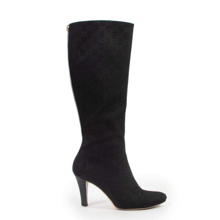 Gucci Black Monogram Boots Size 39C Labellov Buy and Sell