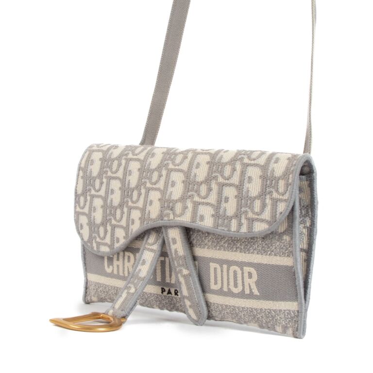 Christian Dior Grey Oblique Jacquard Saddle Belt Bag Labellov