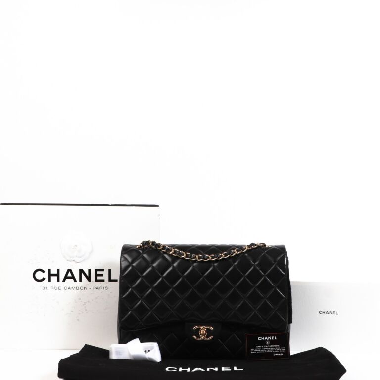 chanel lambskin quilted bag black