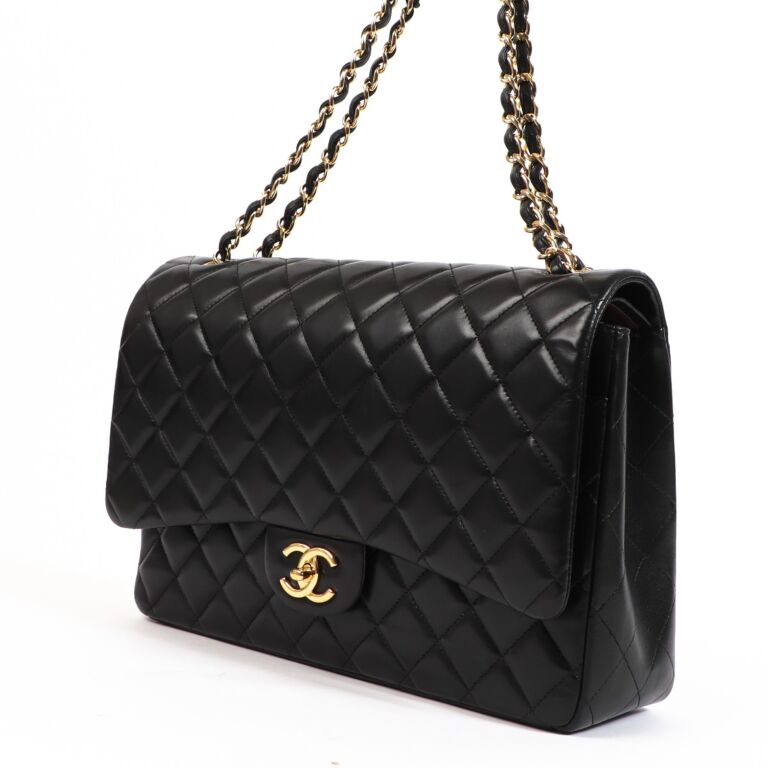 Chanel Classic Double Flap Quilted Lambskin Leather Jumbo Maxi Shoulder Bag