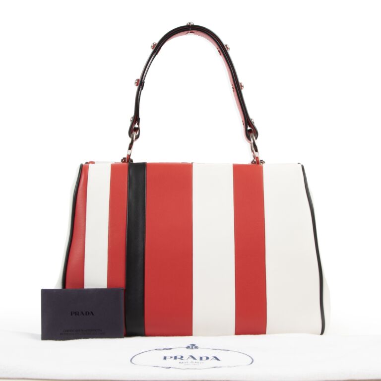 Prada Red White Black Top Handle Bag Labellov Buy and Sell