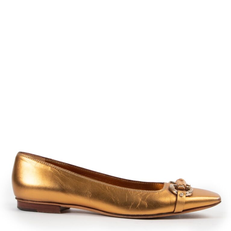Gucci Gold Flats - Size 40,5 Labellov Buy and Sell Authentic Luxury