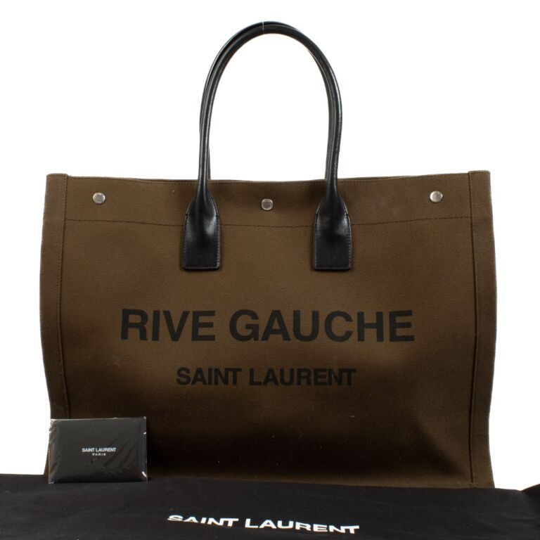 Saint Laurent Khaki Large Rive Gauche Tote Bag ○ Labellov