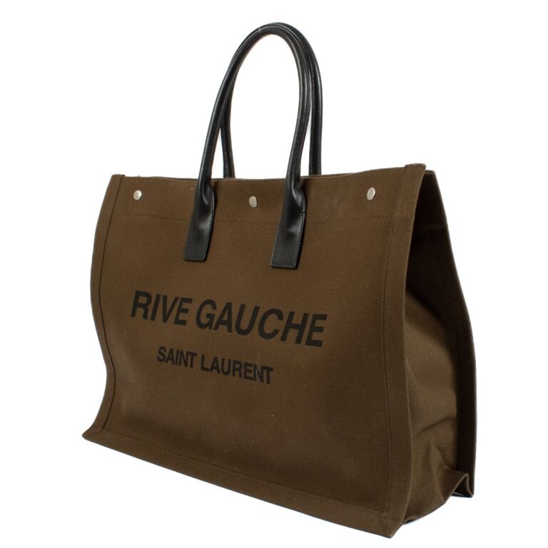 Saint Laurent Khaki Large Rive Gauche Tote Bag ○ Labellov ○ Buy