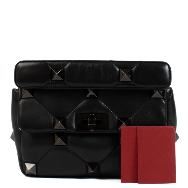 Valentino Garavani Black Leather Medium Roman Stud Bag