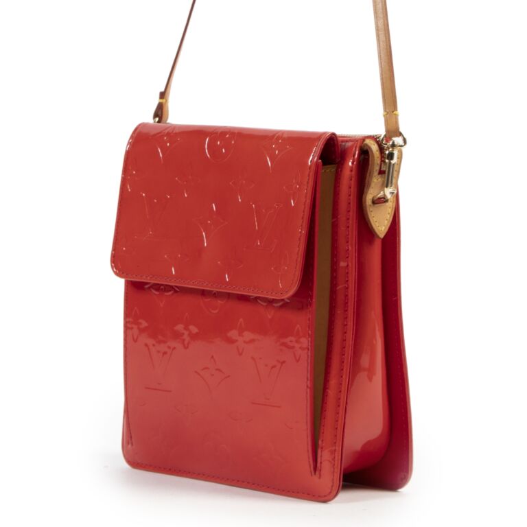 Louis vuitton handbag hot sale red patent leather