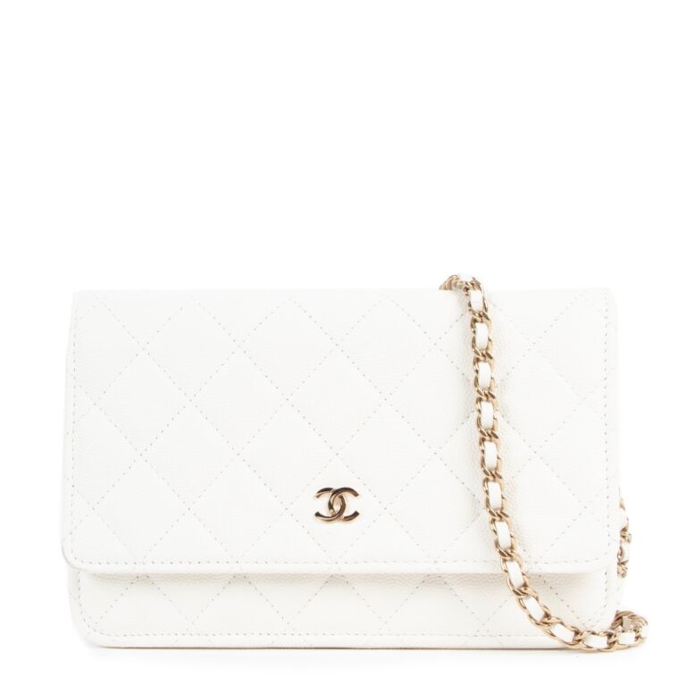 Chanel Caviar Timeless CC Wallet On Chain WOC Off White