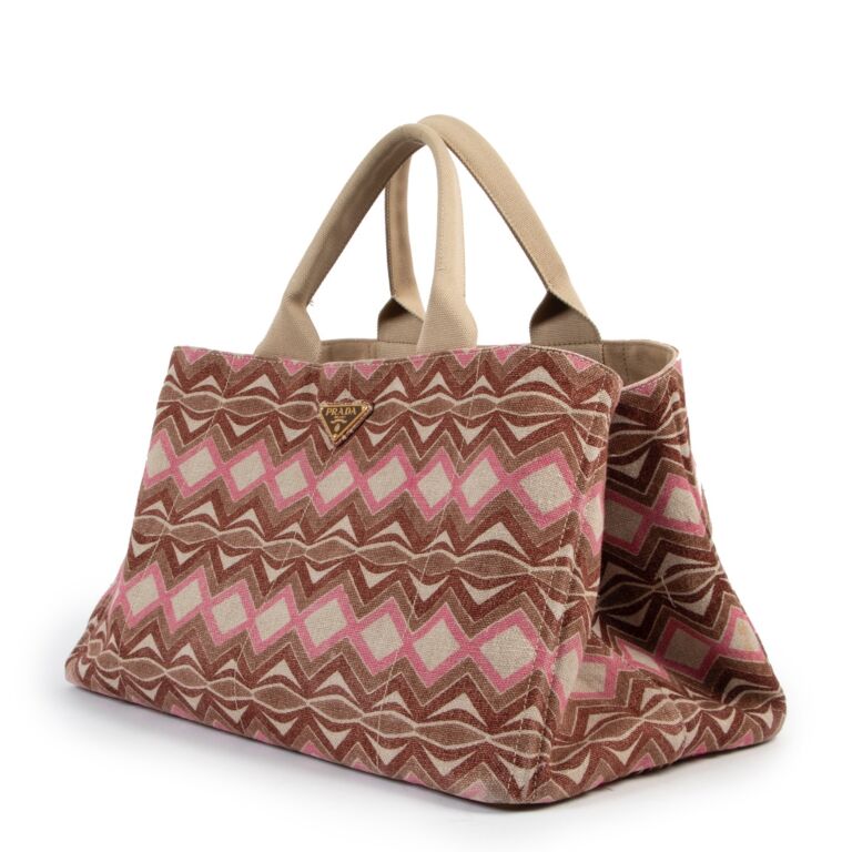 Prada printed canvas online tote