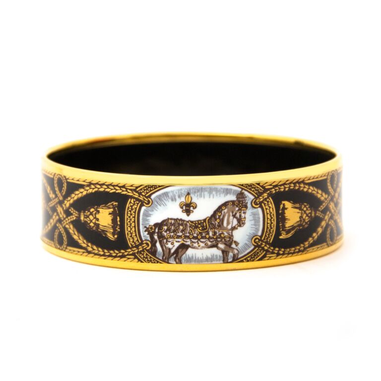 Hermès Gold Plated Printed Horse Enamel Bracelet ○ Labellov ○ Buy and Sell  Authentic Luxury