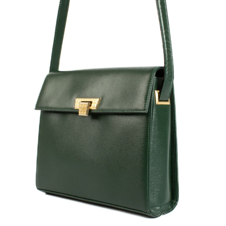 Christian Dior Green Leather Vintage Box Bag ○ Labellov