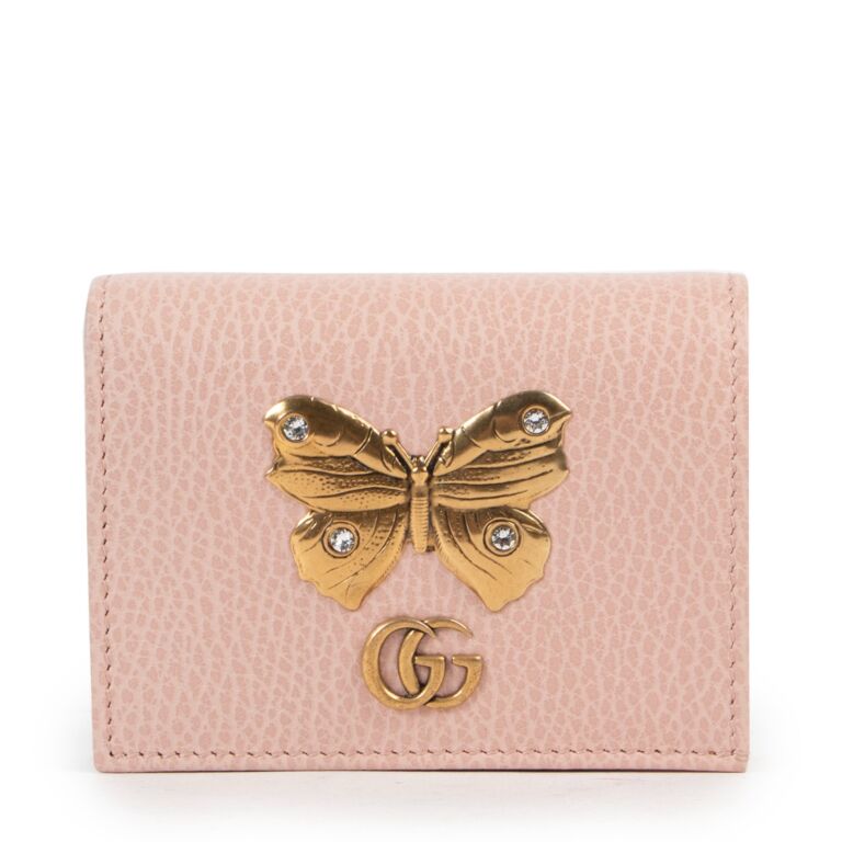 Gucci Pink Butterfly Card Case Wallet Labellov Buy and Sell