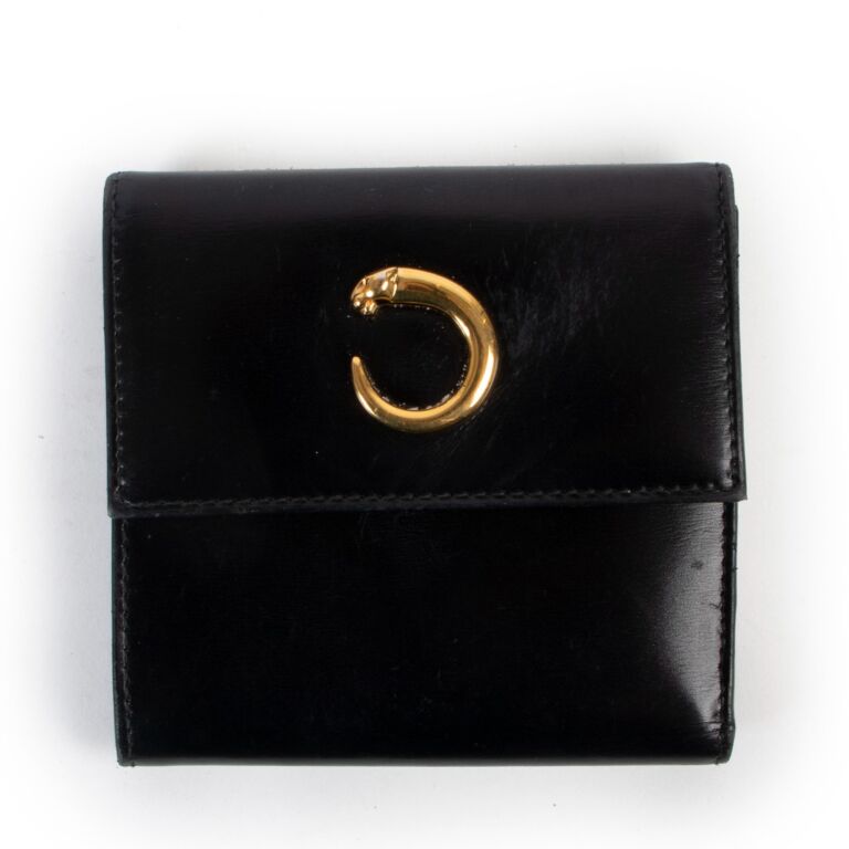 Cartier Panthere Vintage Patent Leather Black Wallet Labellov Buy and Sell Authentic Luxury