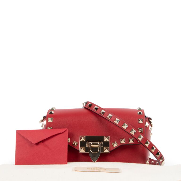 Valentino Garavani - Maleficent Red Suede Tonal Rockstud Crossbody