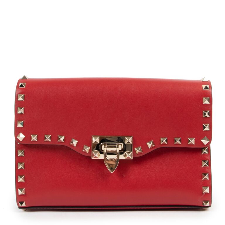 Valentino Garavani Red Leather Rockstud Crossbody Bag Labellov Buy and ...