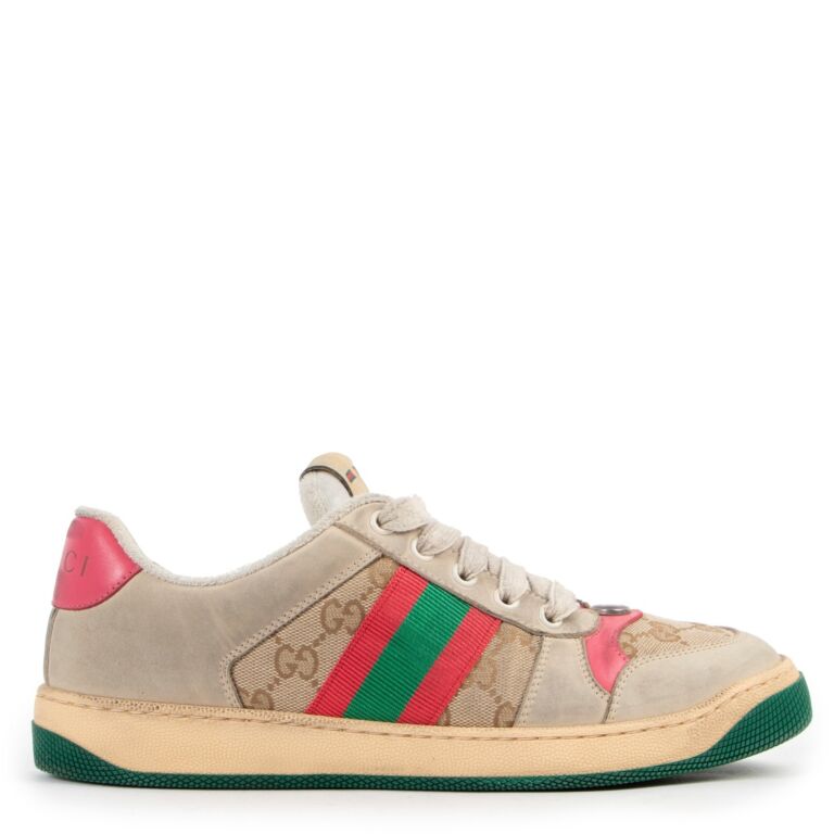 Gucci Screener Pink Web Sneakers - Size 38 Labellov Buy and Sell ...
