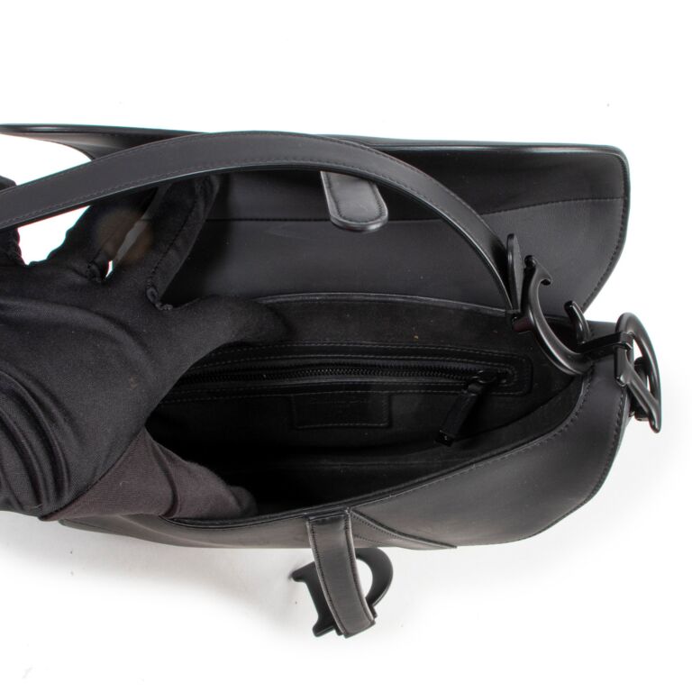 Saddle Bag with Strap Black Ultramatte Calfskin