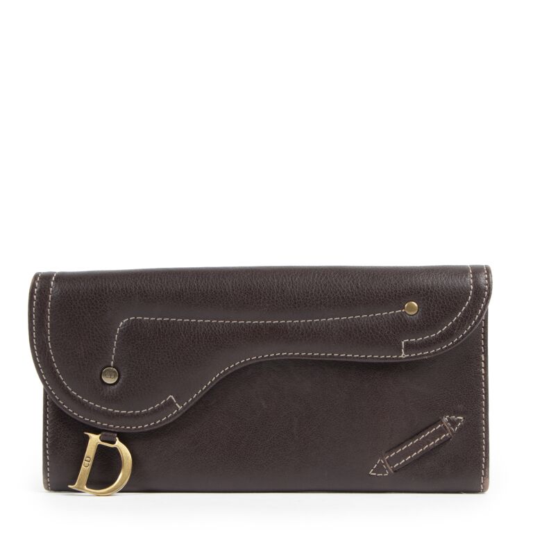 Dior saddle hot sale wallet black