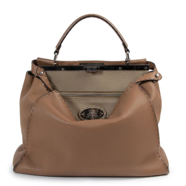 Fendi Cognac Large Classic Peekaboo Tote Labellov Buy and Sell Authentic Luxury