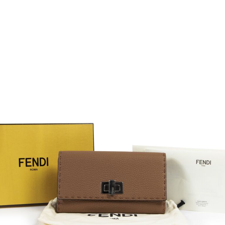 Fendi Cognac Grained Leather Peekaboo Wallet ○ Labellov ○ Buy