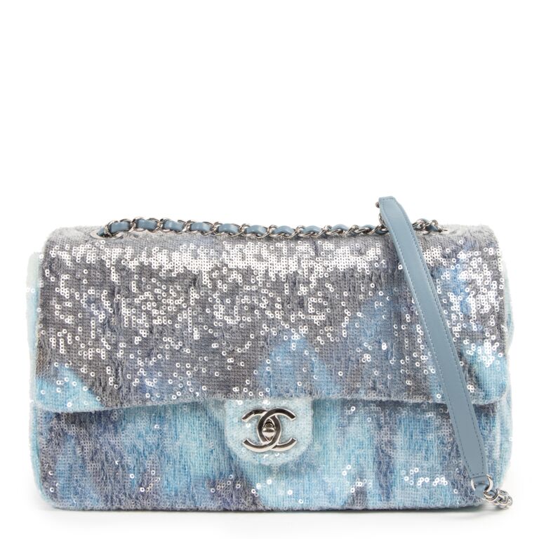 chanel blue sequin bag