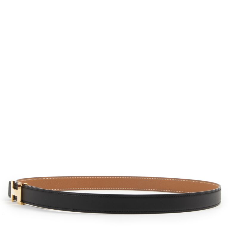 Hermes So Black Box Leather Belt H Constance 32 mm Reversible to Brown 85