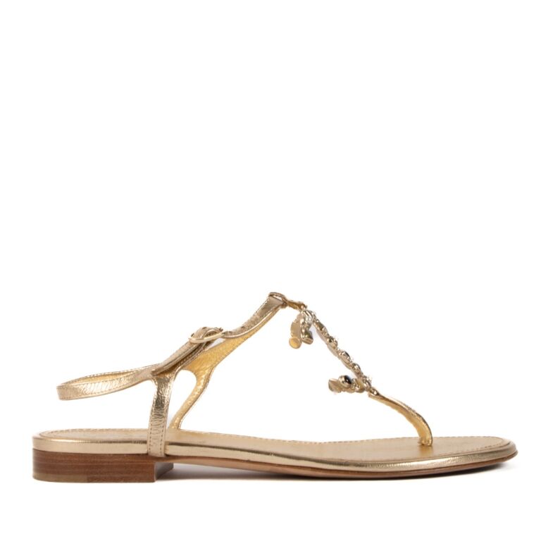 Chanel shop gold sandals