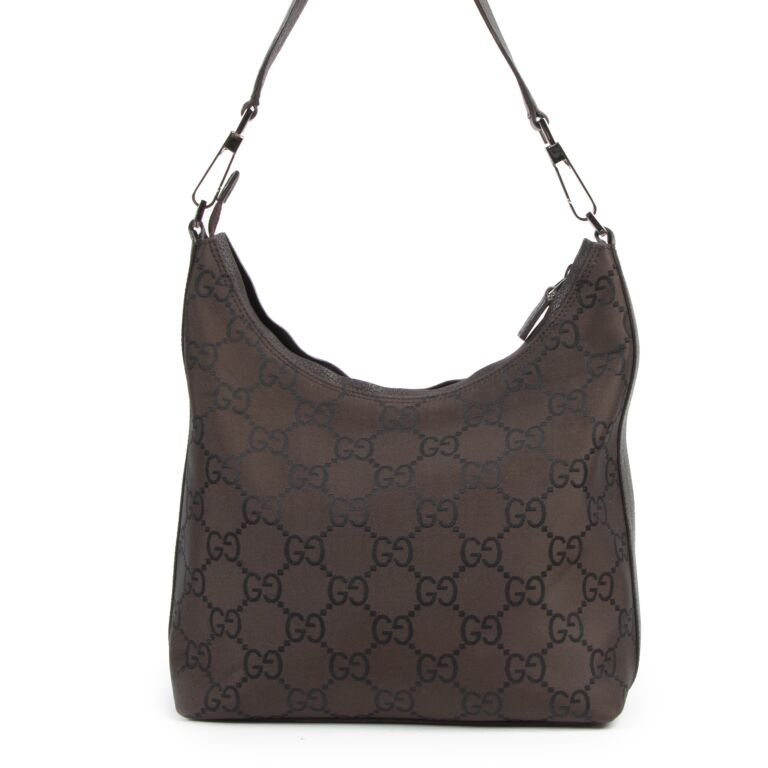Gucci Brown Monogram Nylon Shoulder Bag Labellov Buy and
