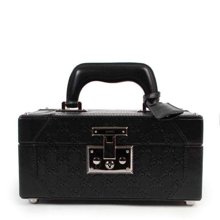 Gucci Black Leather Monogram Jewelry Case Labellov Buy and
