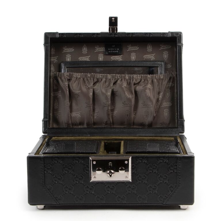 Gucci Black Leather Monogram Jewelry Case ○ Labellov ○ Buy and