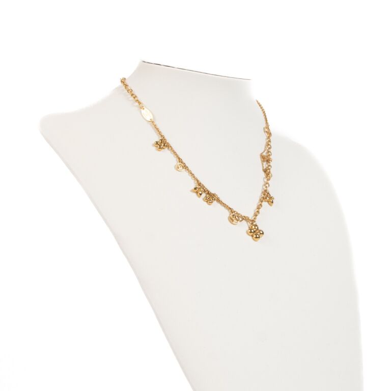 LOUIS VUITTON Metal Blooming Strass Necklace Gold 1233546 | FASHIONPHILE