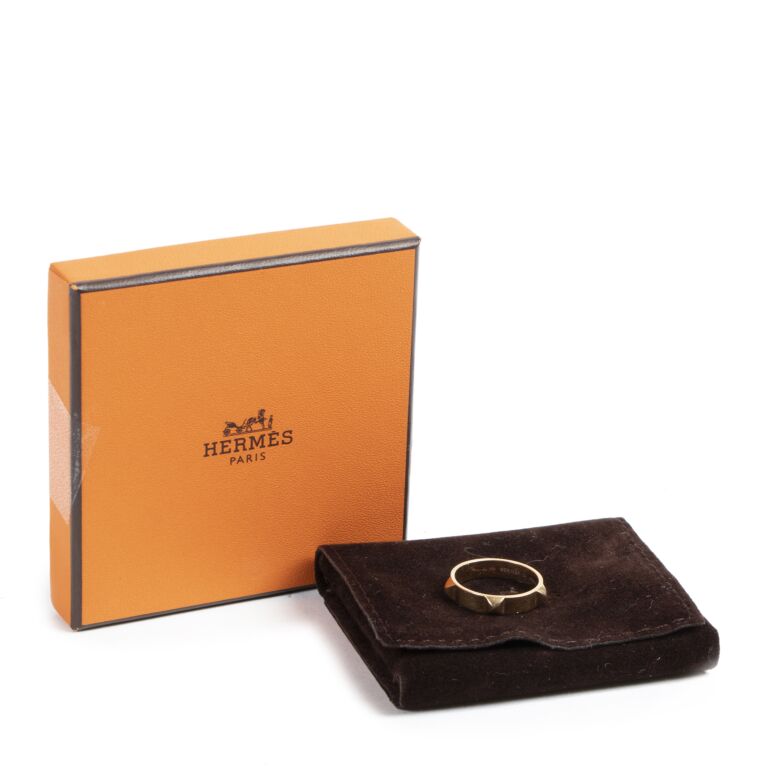 Hermès 18K Rose Gold Mini Clous Ring - Size 54 ○ Labellov