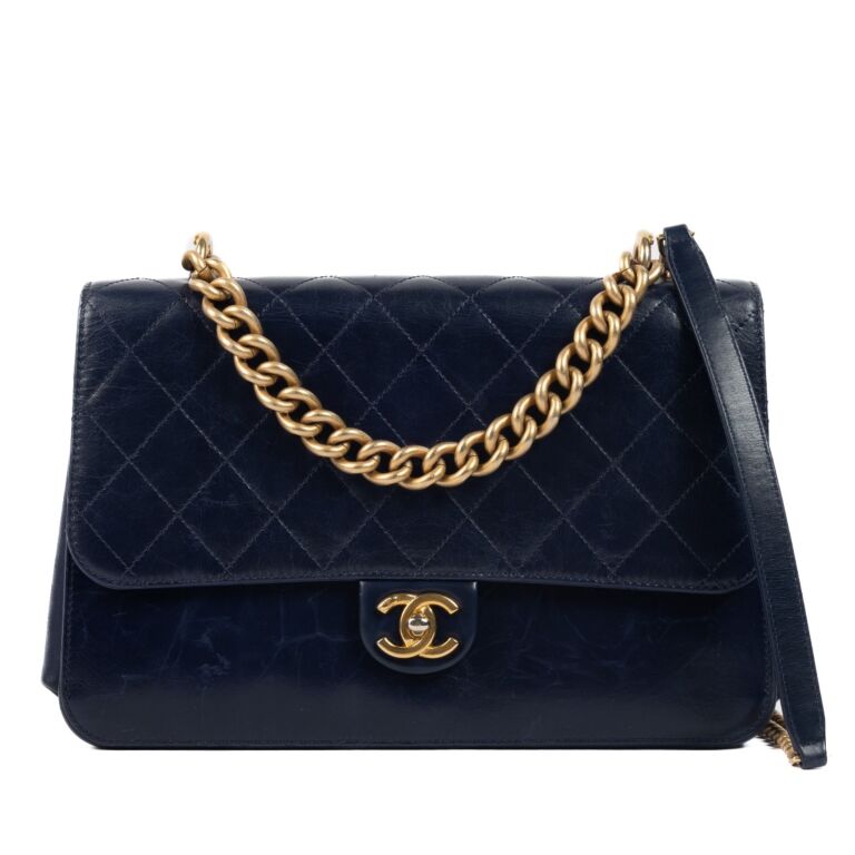 Chanel Blue Aged Calfskin Flap Bag ○ Labellov ○ Buy and Sell