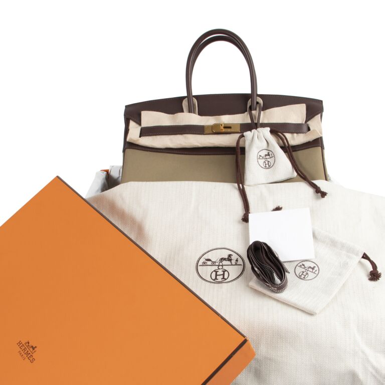 Herm s Birkin 35 Toile Officier Khaki Havane Swift GHW