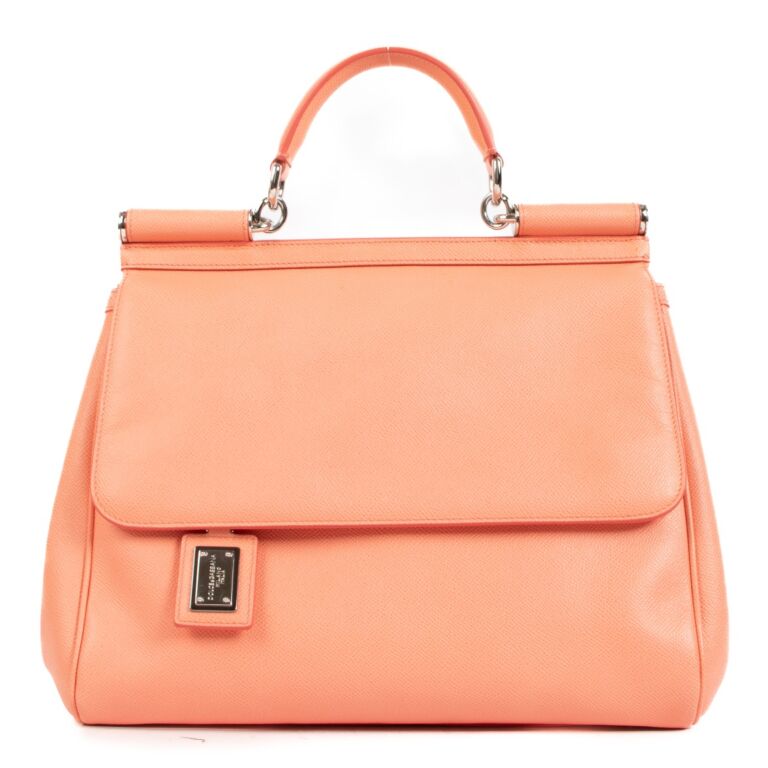 【関税&送料込み】Dolce & Gabbana Large Caramel Sicily Han Dolce & Gabbana Salmon Large Sicily Handbag ○ Labellov