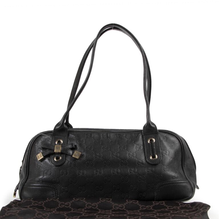 gucci black leather boston bag