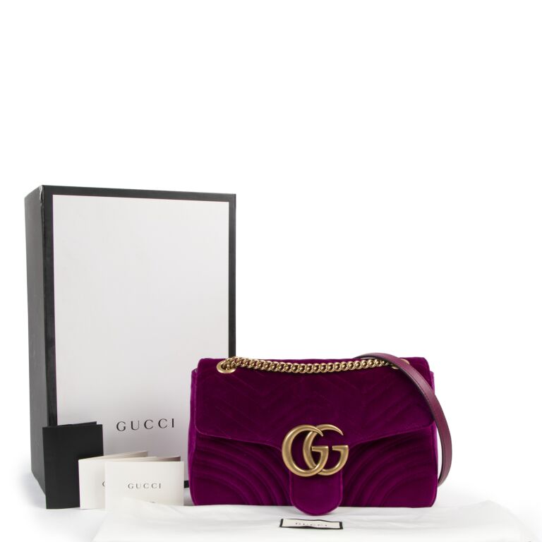 Gucci Purple Velvet Medium GG Marmont Shoulder Bag ○ Labellov ○ Buy and  Sell Authentic Luxury
