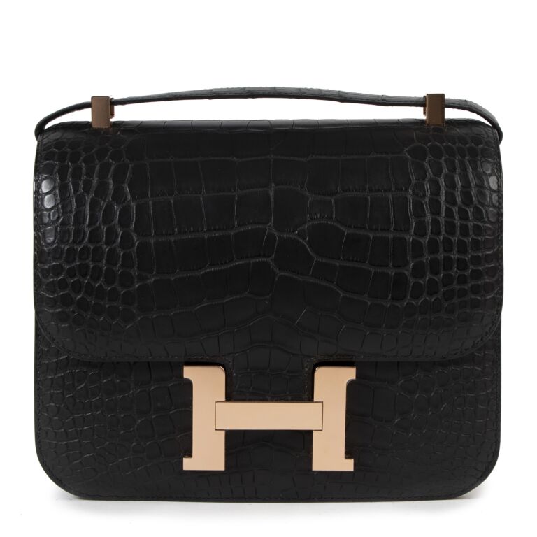 Hermes Constance Bag Matte Alligator 24 Black 2180272