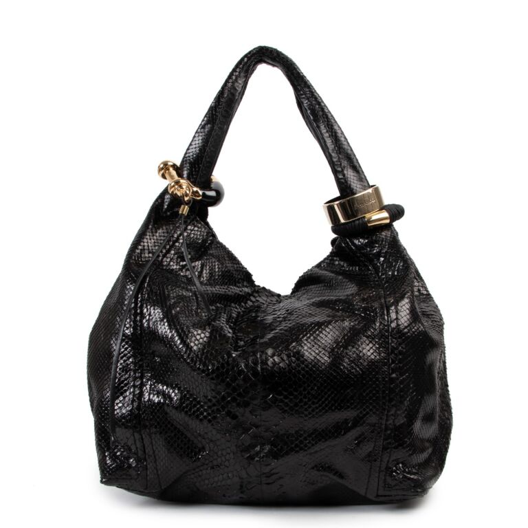 Jimmy Choo Black Python Saba Hobo Shoulder Bag Labellov Buy and Sell Authentic Luxury