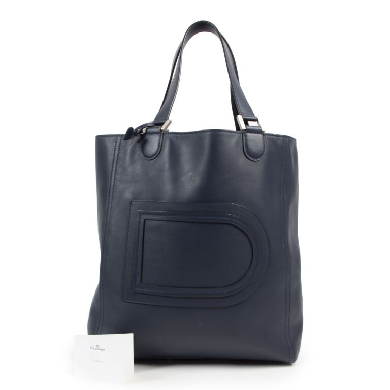 Delvaux Navy Louise Tote Shoulder Bag Labellov Buy and Sell