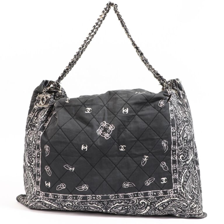 Chanel grey canvas hotsell tote