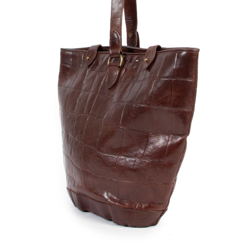 Mulberry Vintage Brown Crocodile Embossed Leather Shoulder Bag Labellov Buy and Sell Authentic Luxury