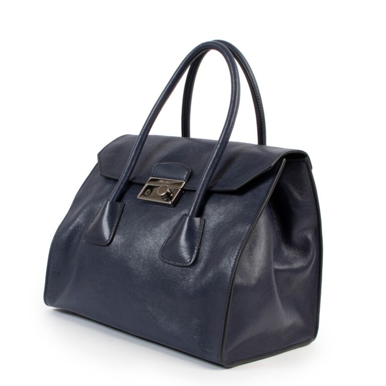 Prada glace calf twin pocket tote outlet