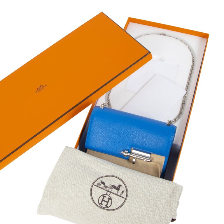 Herm s Sac Verrou Chaine Mini Chevre Mysore 17 Bleu Hydra
